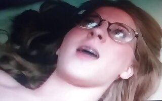 Nerdy college girl in glasses fucked